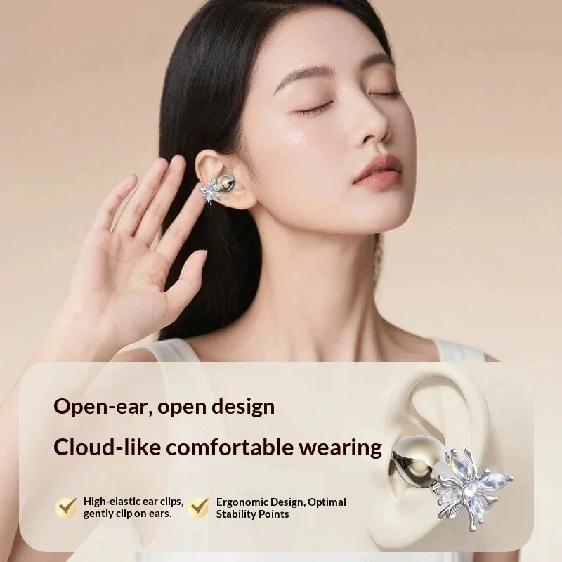 JS680 TWS Earbuds Clip Wireless Headset with Voice Control Long Battery Life-Running Sports Comfortable Earphone