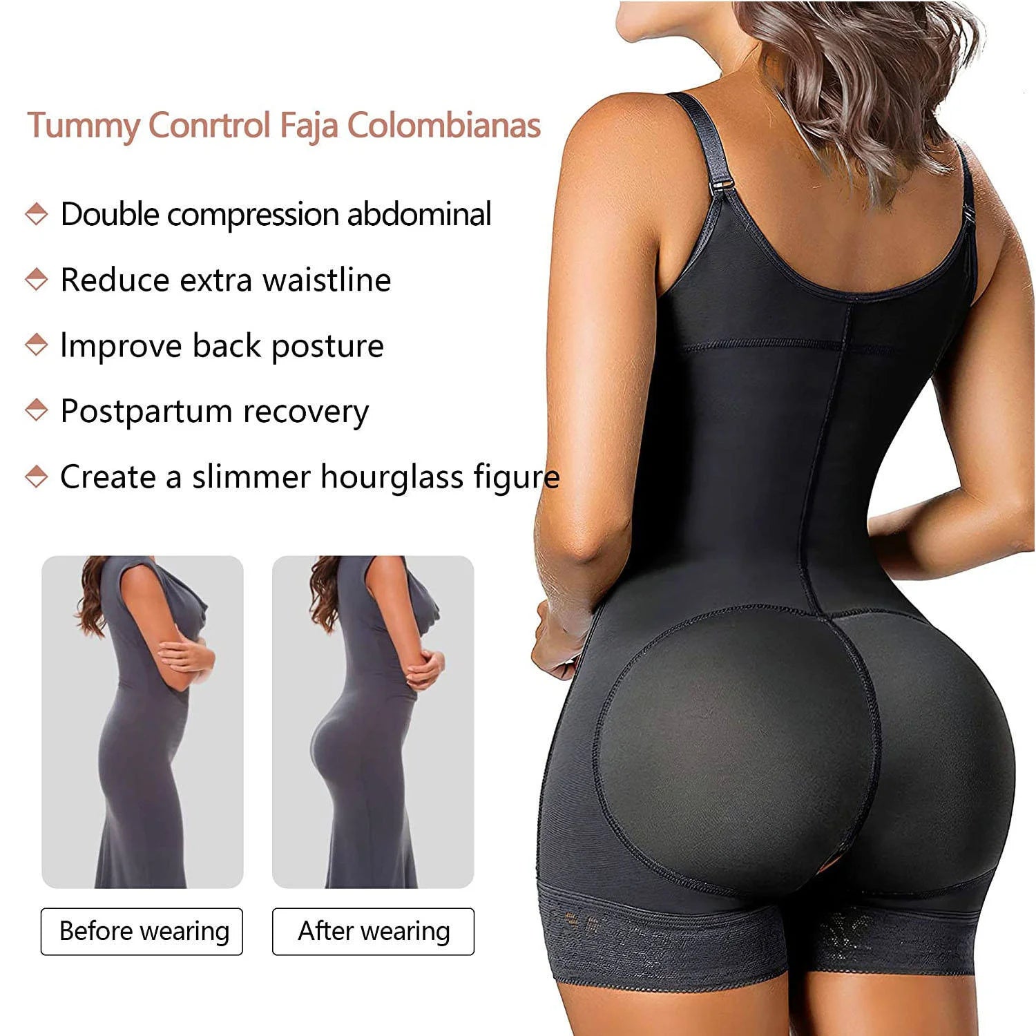 4 Rows Hooks Waist Trainer Corset for Women, Ultra-Thin High Compression Tummy Control & Butt Lifting Body Shaper, Slimming