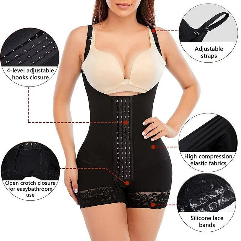 4 Rows Hooks Waist Trainer Corset for Women, Ultra-Thin High Compression Tummy Control & Butt Lifting Body Shaper, Slimming