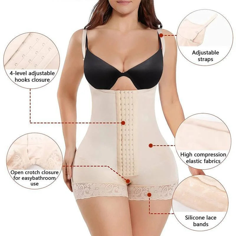 4 Rows Hooks Waist Trainer Corset for Women, Ultra-Thin High Compression Tummy Control & Butt Lifting Body Shaper, Slimming