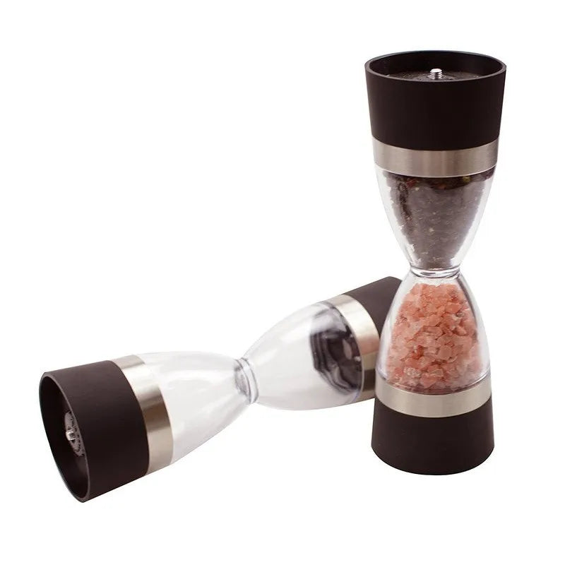 2 in 1 Hourglass Shape Manual Salt Pepper Mill Spice Grinder Pepper Shaker  Salt and Pepper Grinder Kitchen Gadgets Cooking Tool