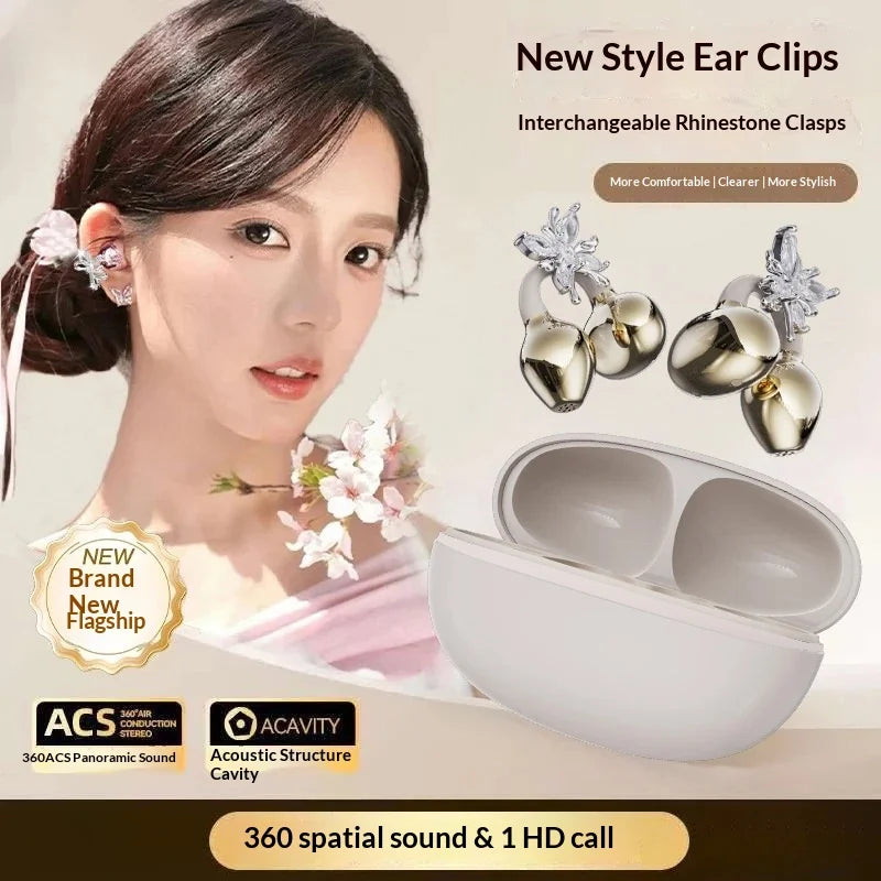 JS680 TWS Earbuds Clip Wireless Headset with Voice Control Long Battery Life-Running Sports Comfortable Earphone