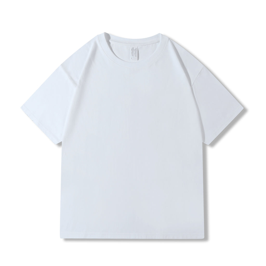 230g 40 Count Xinjiang Combed Cotton Heavyweight Pure Cotton Short-Sleeved T-Shirt for Men and Women Pure Color Round Neck White T-Shirt Bottoming Shirt