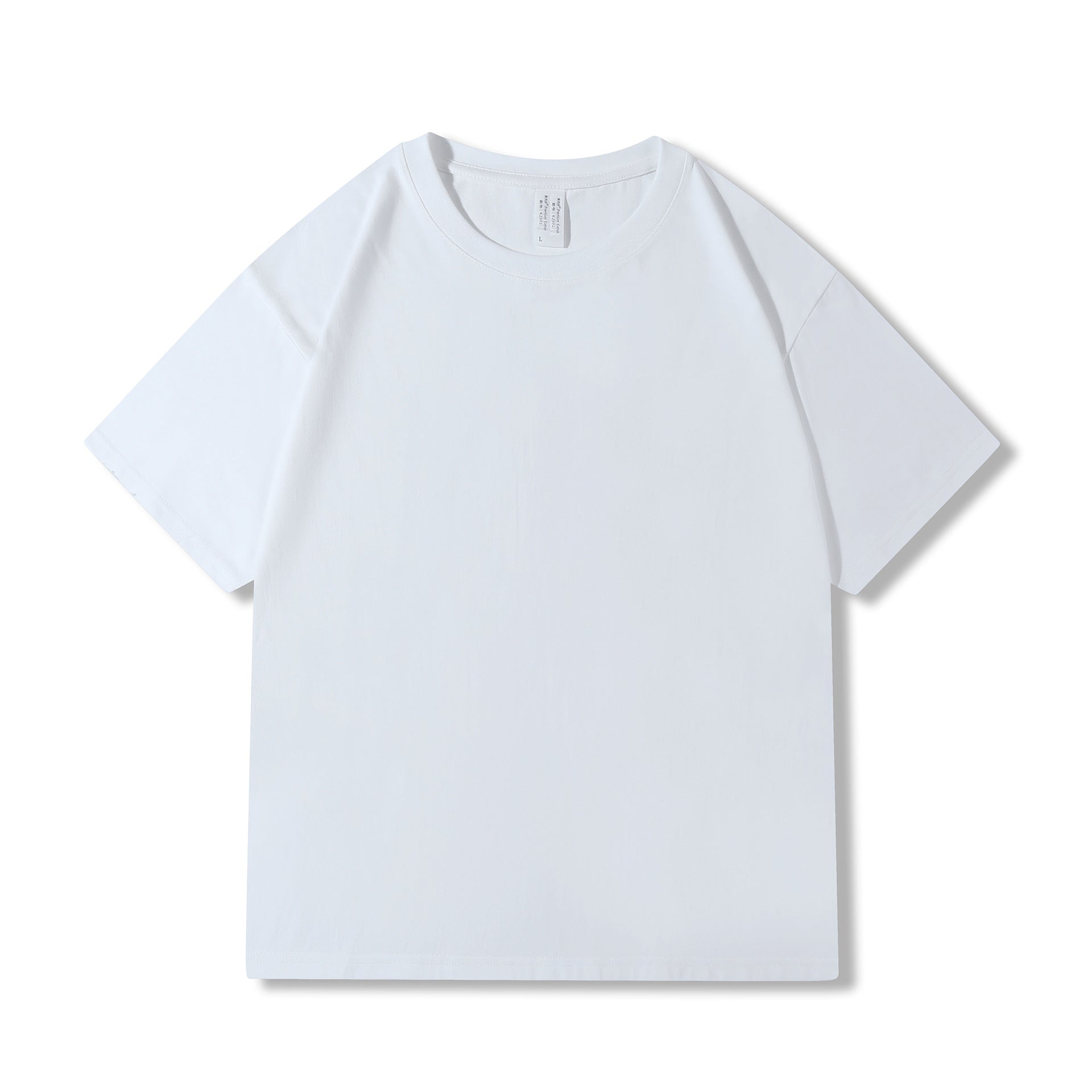 230g 40 Count Xinjiang Combed Cotton Heavyweight Pure Cotton Short-Sleeved T-Shirt for Men and Women Pure Color Round Neck White T-Shirt Bottoming Shirt