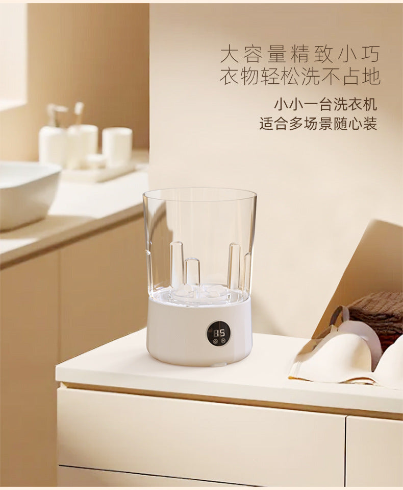 2L Fully Automatic Underwear Washing Machine, Small Double-Tub Washing Cup, Wireless Portable Washing Machine for Washing Socks and Underwear