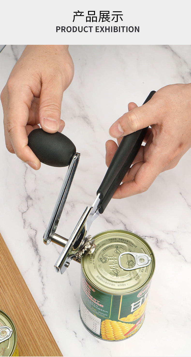 Amazon Stainless Steel Can Opener Multifunctional Can Knife Boiling Water Fruit Commercial Hand-Cranked Bottle Opener Tool Cross-Border Supply