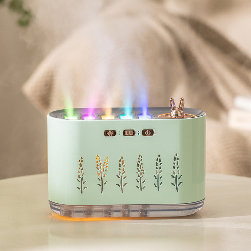 Cross-border New Air Humidifier Home Silent Bedroom Five-hole Spray Aromatherapy Creative Dynamic Colorful Voice Control Pick-up