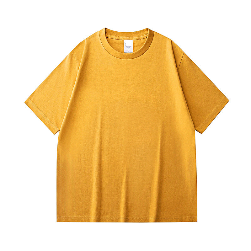 230g 40 Count Xinjiang Combed Cotton Heavyweight Pure Cotton Short-Sleeved T-Shirt for Men and Women Pure Color Round Neck White T-Shirt Bottoming Shirt