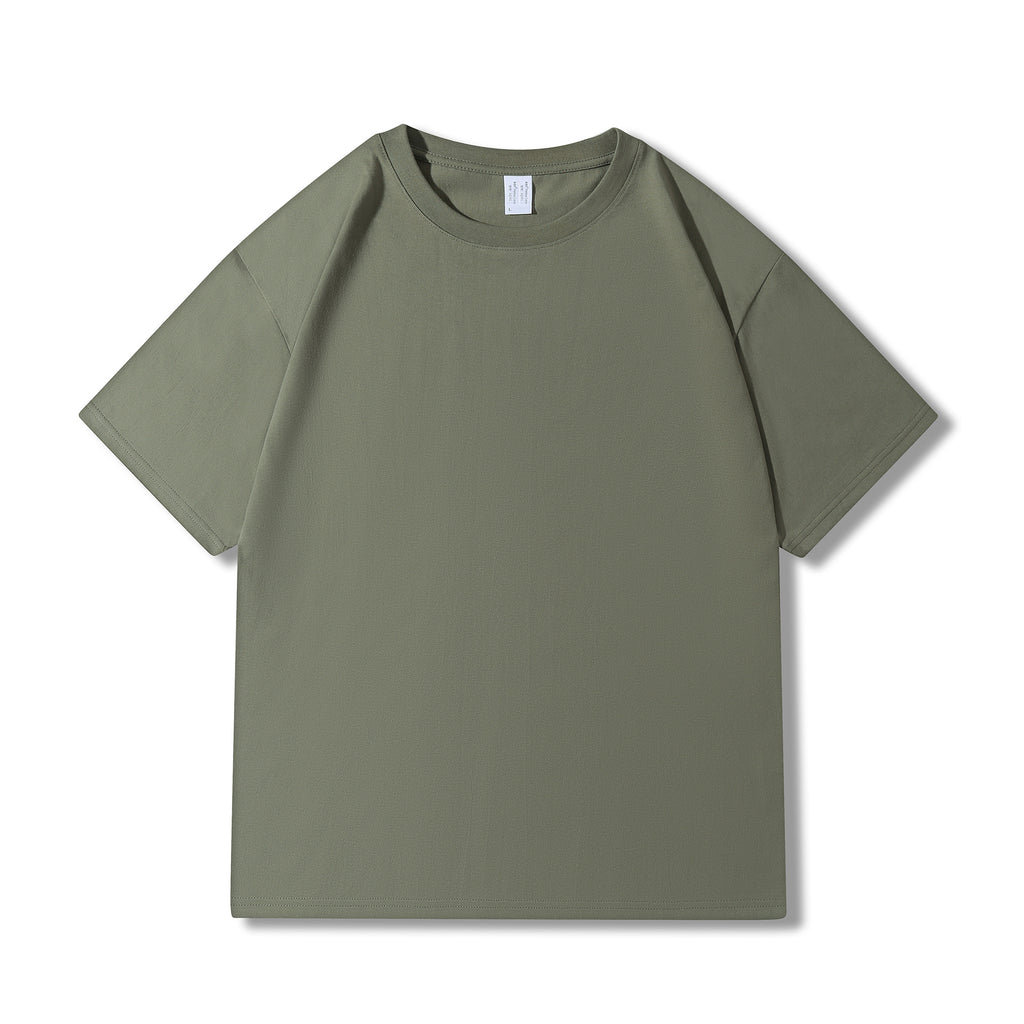 230g 40 Count Xinjiang Combed Cotton Heavyweight Pure Cotton Short-Sleeved T-Shirt for Men and Women Pure Color Round Neck White T-Shirt Bottoming Shirt