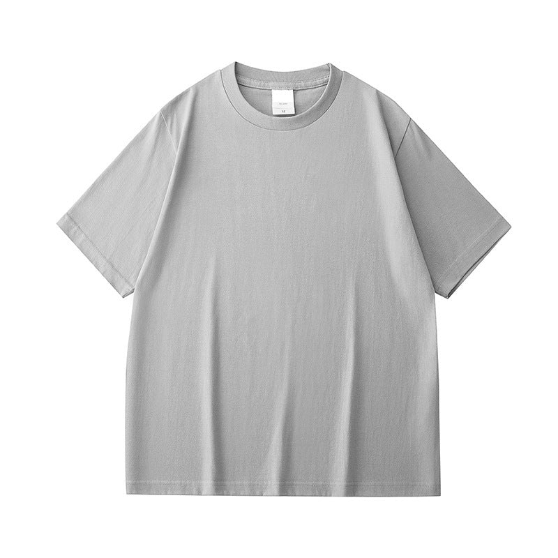 230g 40 Count Xinjiang Combed Cotton Heavyweight Pure Cotton Short-Sleeved T-Shirt for Men and Women Pure Color Round Neck White T-Shirt Bottoming Shirt