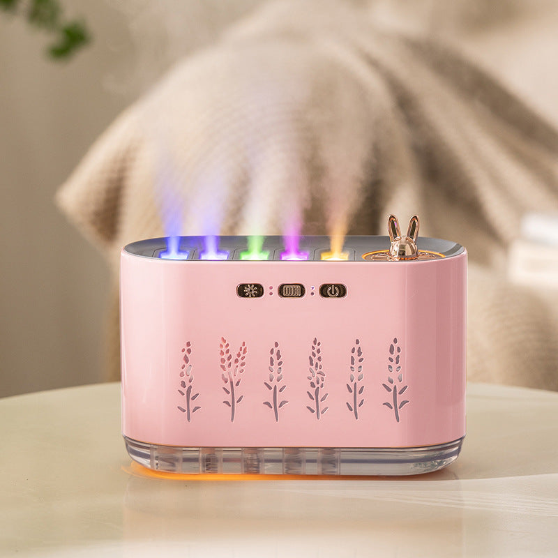 Cross-border New Air Humidifier Home Silent Bedroom Five-hole Spray Aromatherapy Creative Dynamic Colorful Voice Control Pick-up