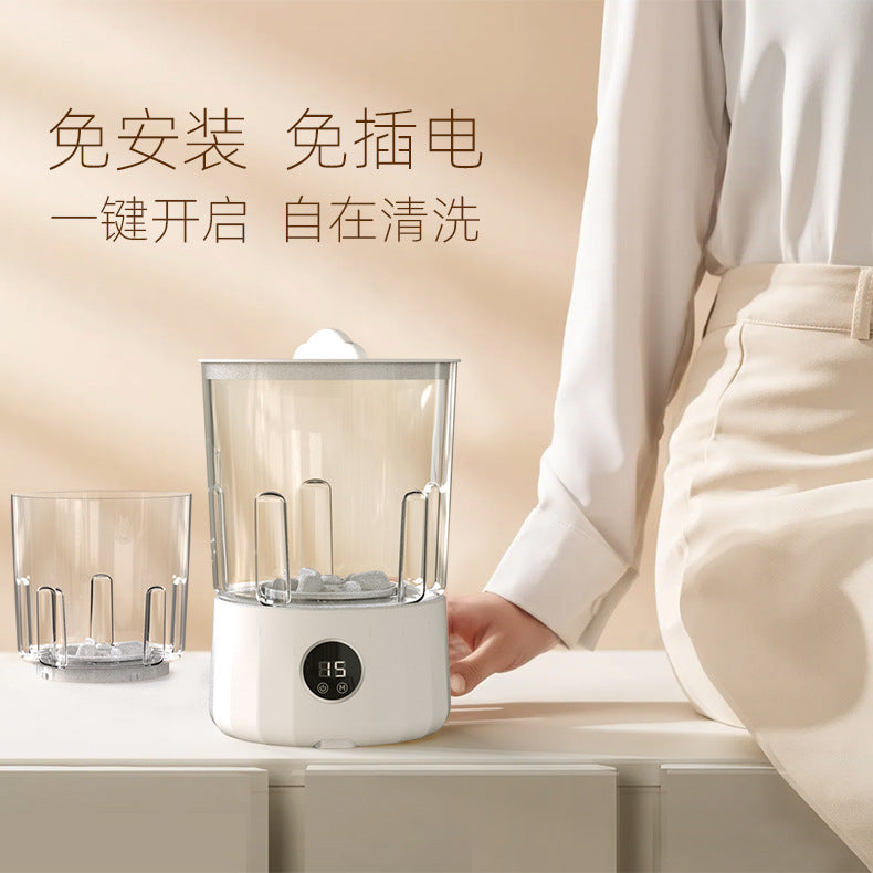 2L Fully Automatic Underwear Washing Machine, Small Double-Tub Washing Cup, Wireless Portable Washing Machine for Washing Socks and Underwear