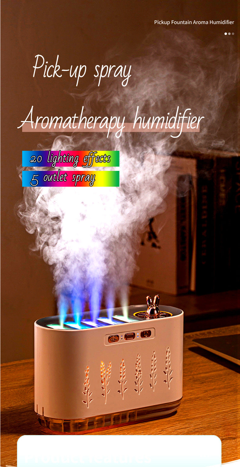 Cross-border New Air Humidifier Home Silent Bedroom Five-hole Spray Aromatherapy Creative Dynamic Colorful Voice Control Pick-up