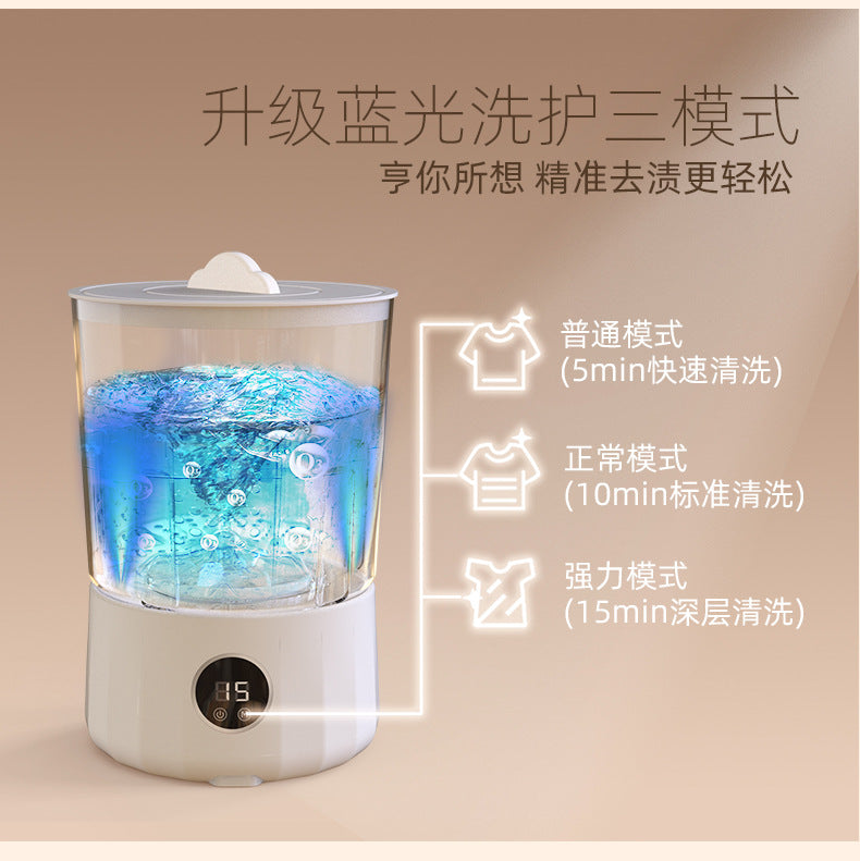 2L Fully Automatic Underwear Washing Machine, Small Double-Tub Washing Cup, Wireless Portable Washing Machine for Washing Socks and Underwear