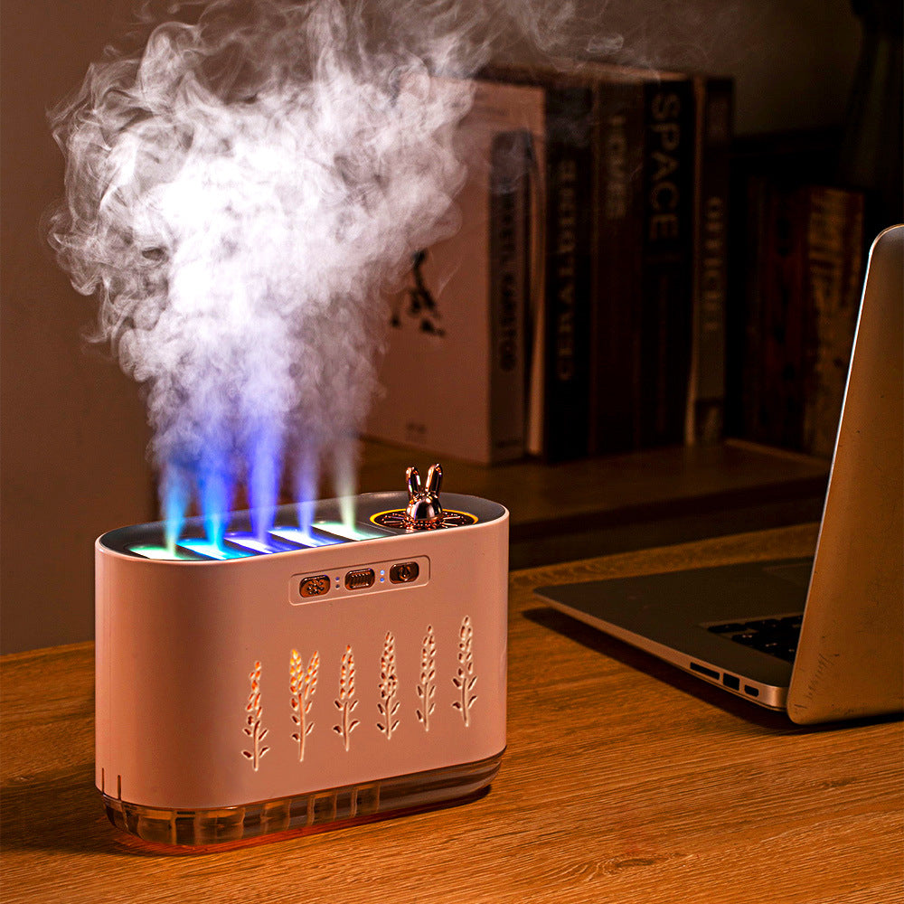 Cross-border New Air Humidifier Home Silent Bedroom Five-hole Spray Aromatherapy Creative Dynamic Colorful Voice Control Pick-up