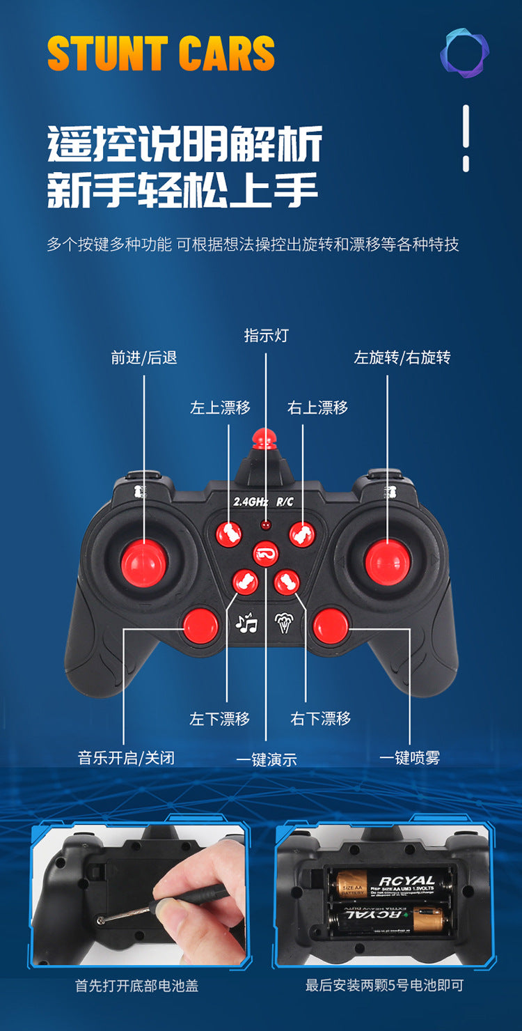 Boys 2.4g Remote Control Car Kidsren's F1 Spray Stunt Drift Racing Four-Wheel Drive High-Speed Competitive Toy Car Wholesale