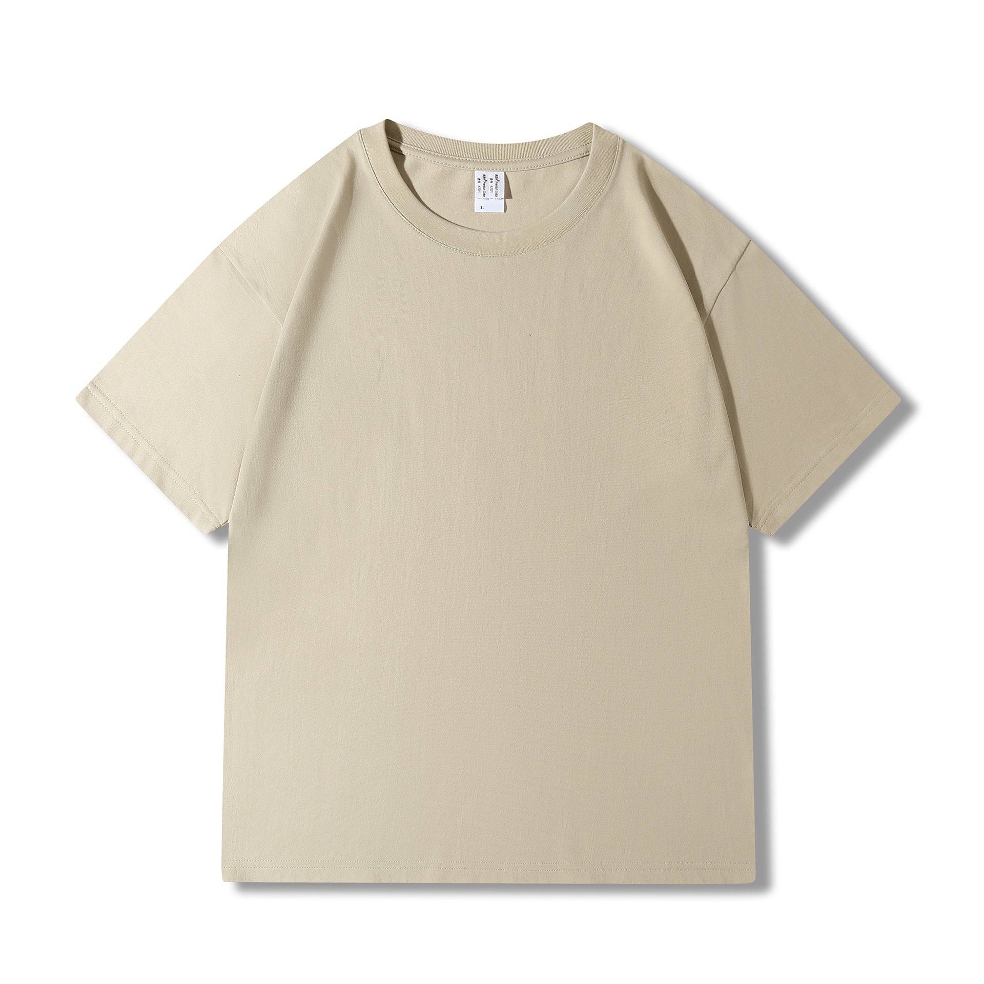 230g 40 Count Xinjiang Combed Cotton Heavyweight Pure Cotton Short-Sleeved T-Shirt for Men and Women Pure Color Round Neck White T-Shirt Bottoming Shirt
