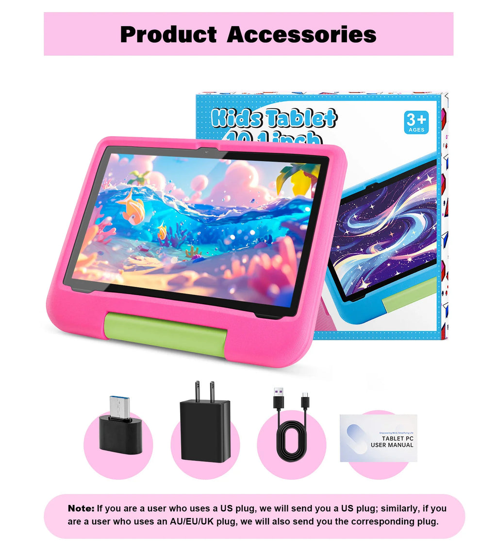 Kids Tablet, 10.1-inch Children 2025 Android 15 Tablets with Eye Protection Screen, 8GB(4+4GB) RAM 64GB Storage, 5000mAh Battery