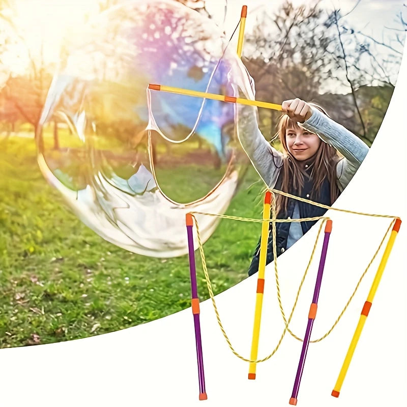 Giant Bubble Wand Kit Kids Outdoor Bubble Maker Toy Large Bubble Blower Set for Garden Beach Party Fun