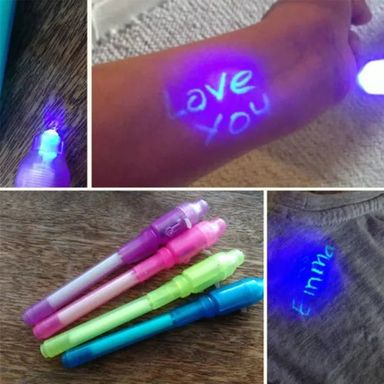 4-12pcs Invisible Ink Pen Spy Pen with UV Light Magic Marker for Secret Message Treasure Box Prizes Kids Party Favors Toys Gift