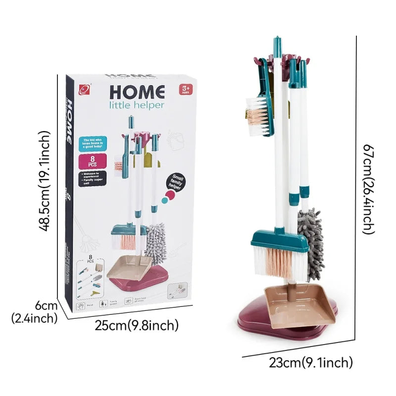 Kids Simulation Life Cleaning Toys Housework Pretend Play Tool Set &Hygiene Simulation Broom Vacuum Cleaner Tool Set for Kids