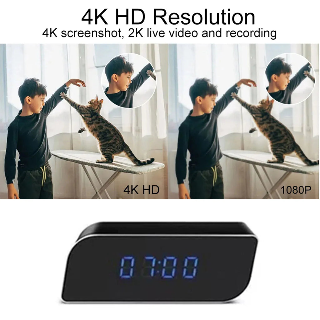 WiFi Camera Clock Wireless Camera FHD WiFi Camera Clock Indoor Wireless Security Camera with LED Time Display Motion Detection