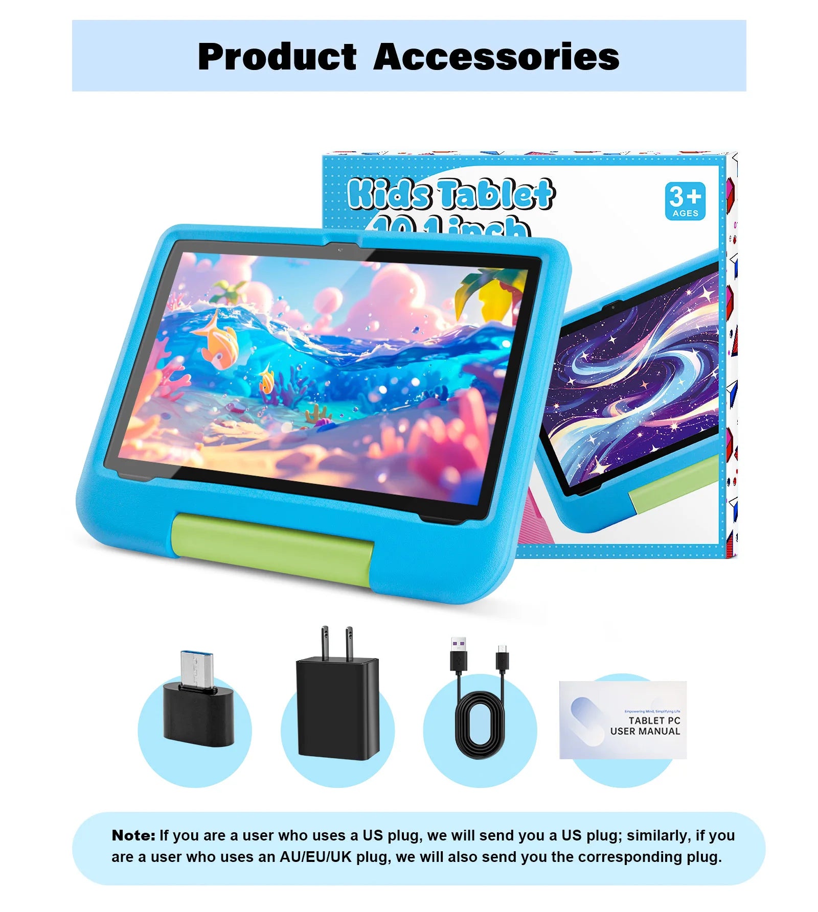 Kids Tablet, 10.1-inch Children 2025 Android 15 Tablets with Eye Protection Screen, 8GB(4+4GB) RAM 64GB Storage, 5000mAh Battery