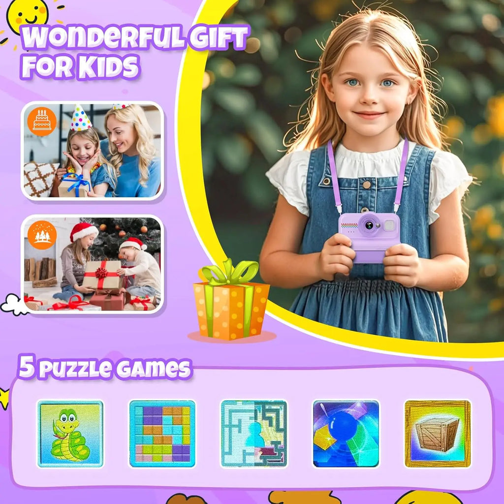 Digital Children Camera Photography Instant Print Photo 1080P HD Video Recorder Mini Thermal Printer Educational Birthday Gifts
