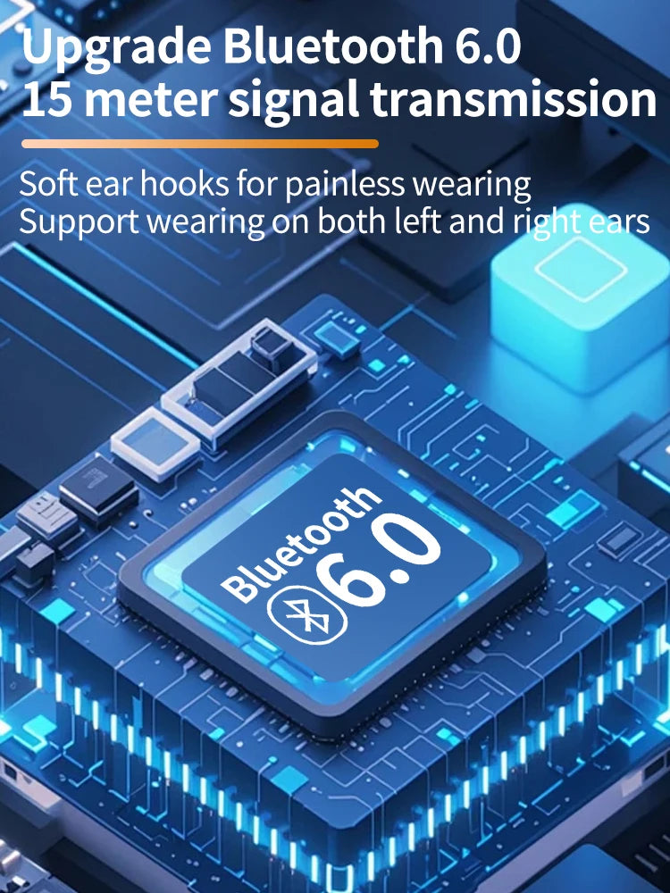 Bluetooth 6.0 Earphone Ear Hook Headphone 270 Degree Rotation LED Display HIFI Stereo Noise Reduction Headset Waterproof Earbud