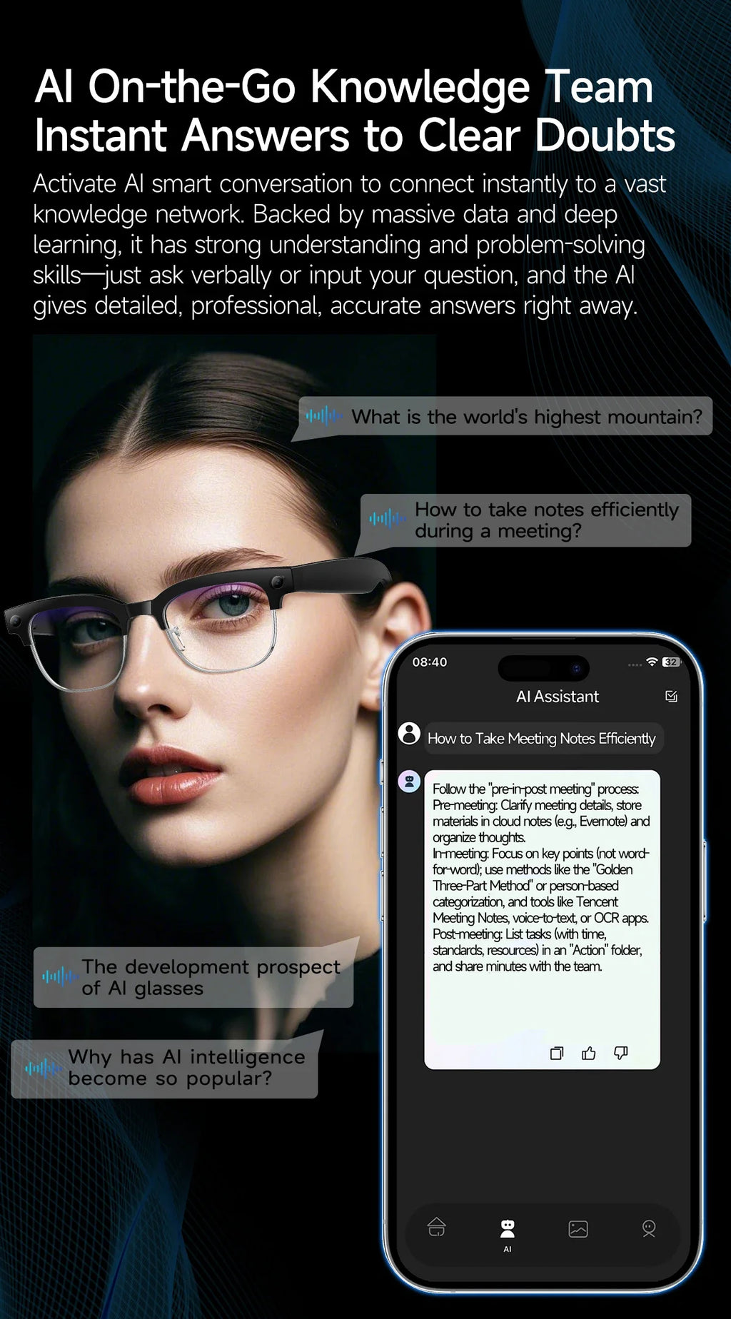 2026New AI Smart Glasses 8 Million HD Pixels Camera Photo Video Recording WIFI Transmission Sunglasses Call Music Play Men Women