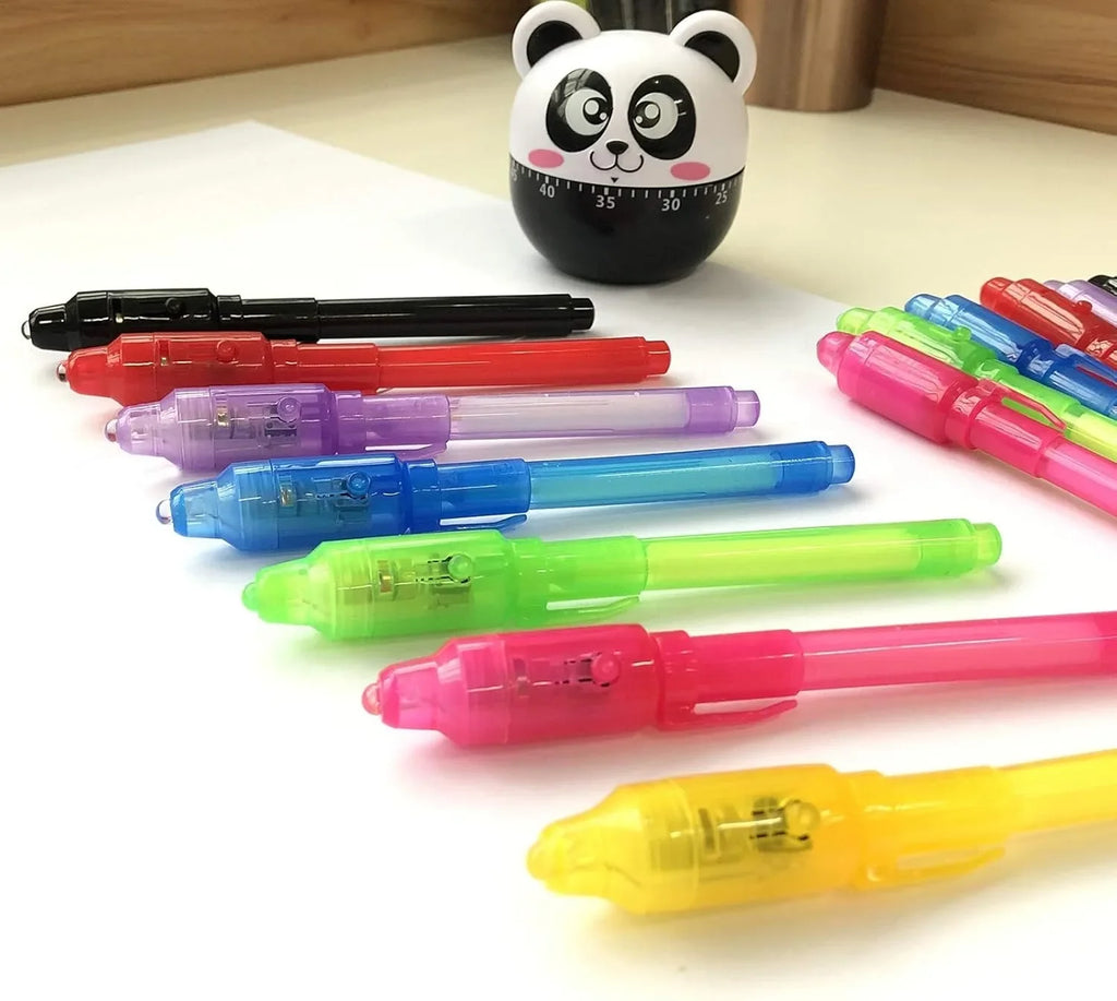 4-12pcs Invisible Ink Pen Spy Pen with UV Light Magic Marker for Secret Message Treasure Box Prizes Kids Party Favors Toys Gift