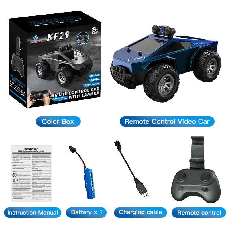 KF29 1:28 2.4G RC Car With HD Camera WiFi FPV Real-time Transmission APP Control Off-road Drift Remote Control Toy Vehicle
