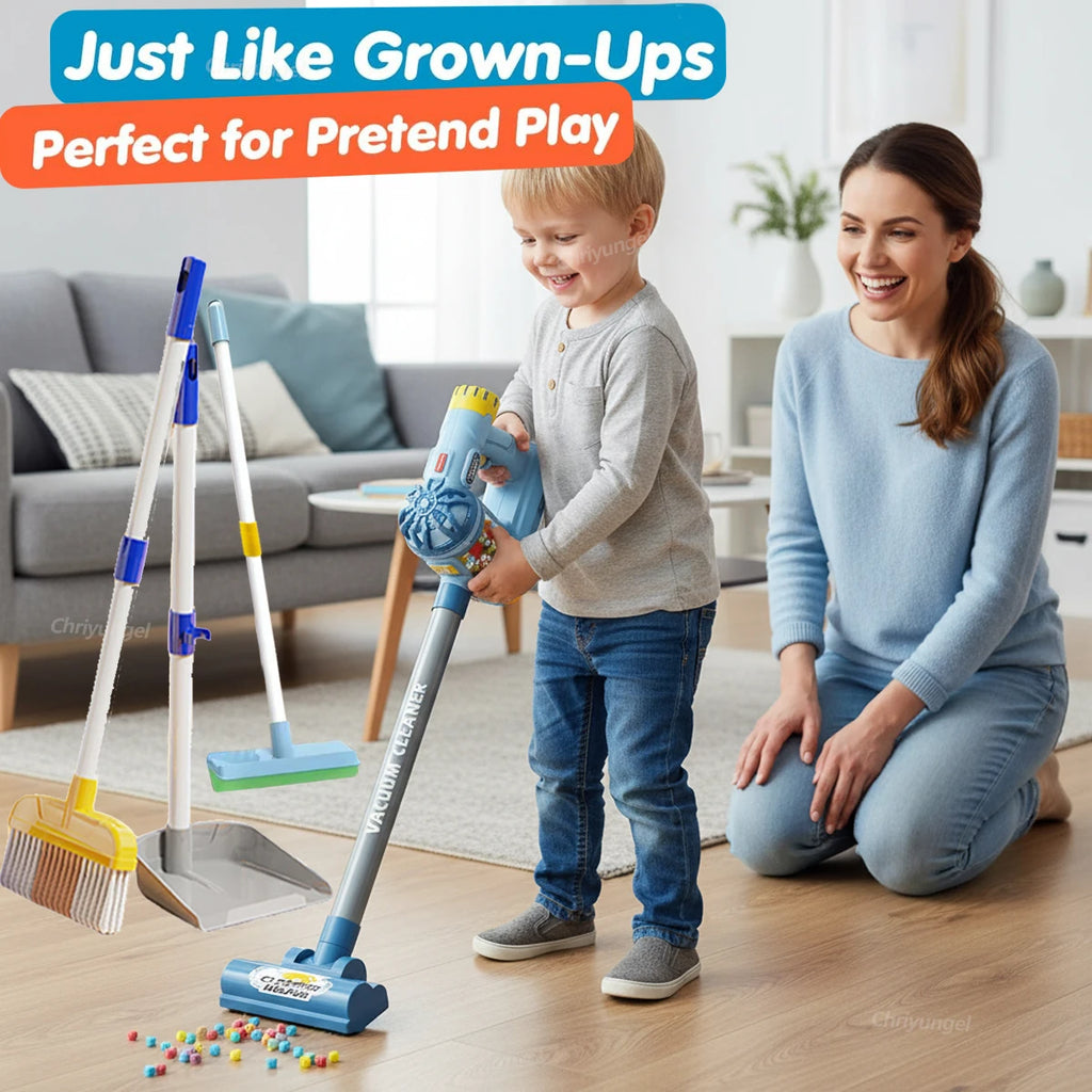 Kids Simulation Electric Vacuum Cleaner Toy Set Housekeeping Role Play Educational Toys for Toddlers Perfect Gift for Girls Boys