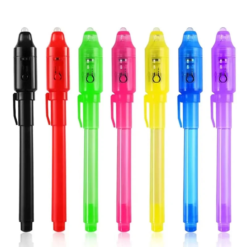 4-12pcs Invisible Ink Pen Spy Pen with UV Light Magic Marker for Secret Message Treasure Box Prizes Kids Party Favors Toys Gift