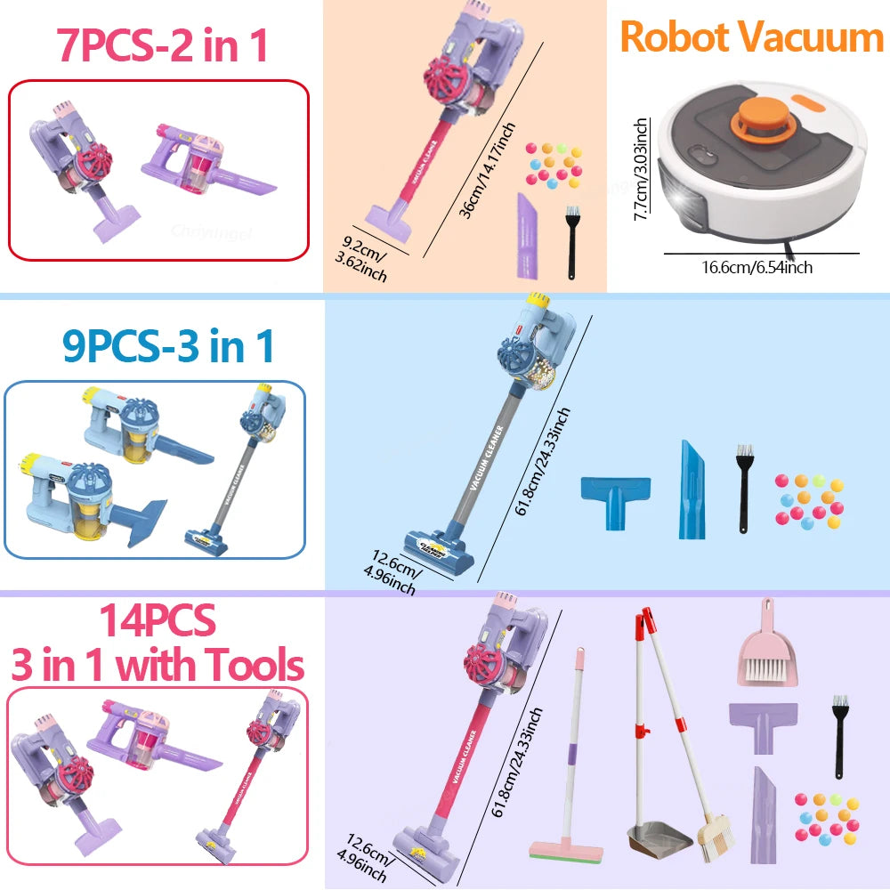 Kids Simulation Electric Vacuum Cleaner Toy Set Housekeeping Role Play Educational Toys for Toddlers Perfect Gift for Girls Boys