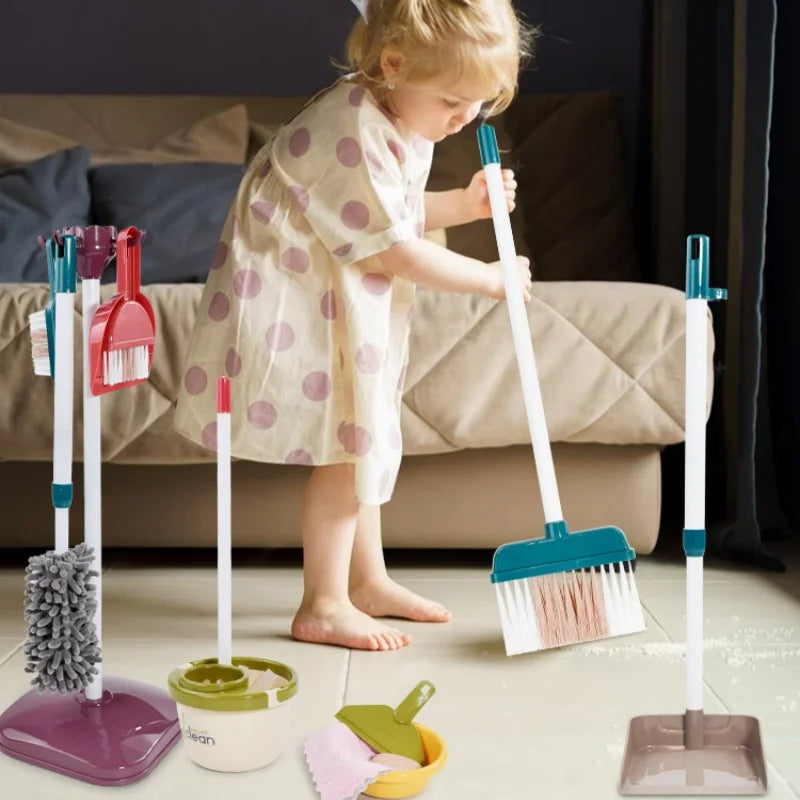 Kids Simulation Life Cleaning Toys Housework Pretend Play Tool Set &Hygiene Simulation Broom Vacuum Cleaner Tool Set for Kids