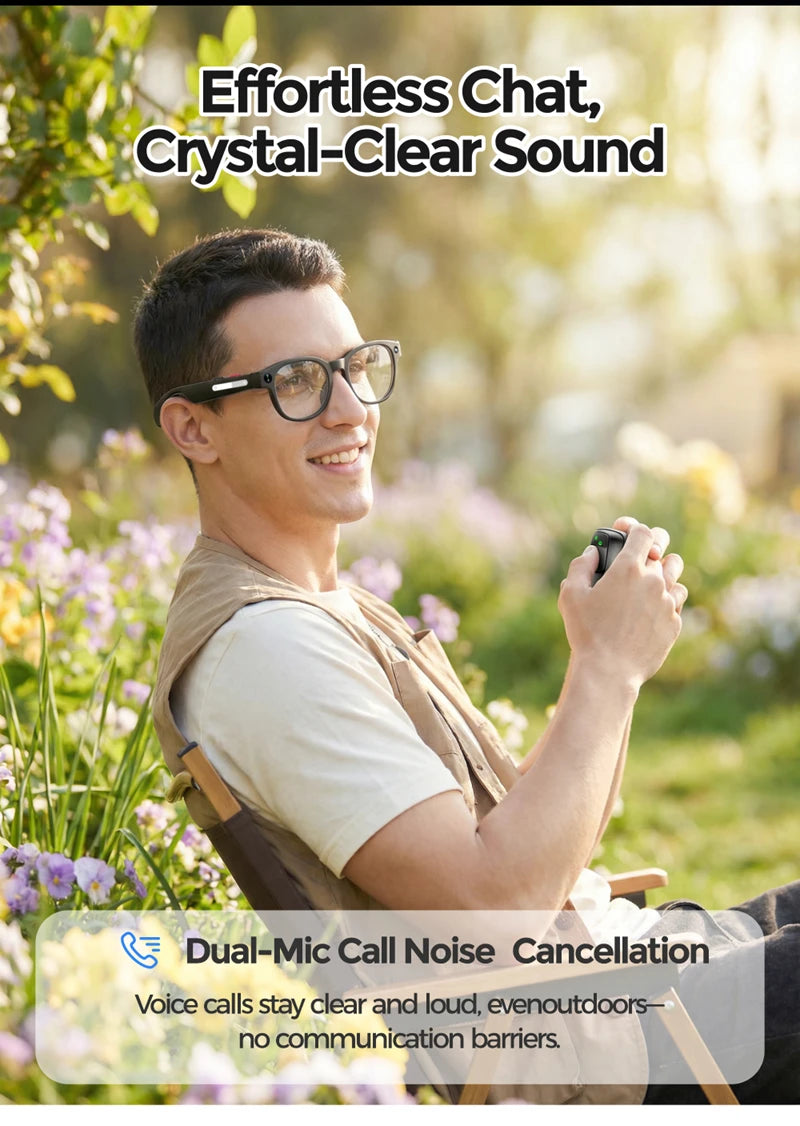 2026 New AI Smart Glasses AI Translation 8MP HD Camera 4K Shooting Image Bluetooth Call Recording Music Smart Sunglasses