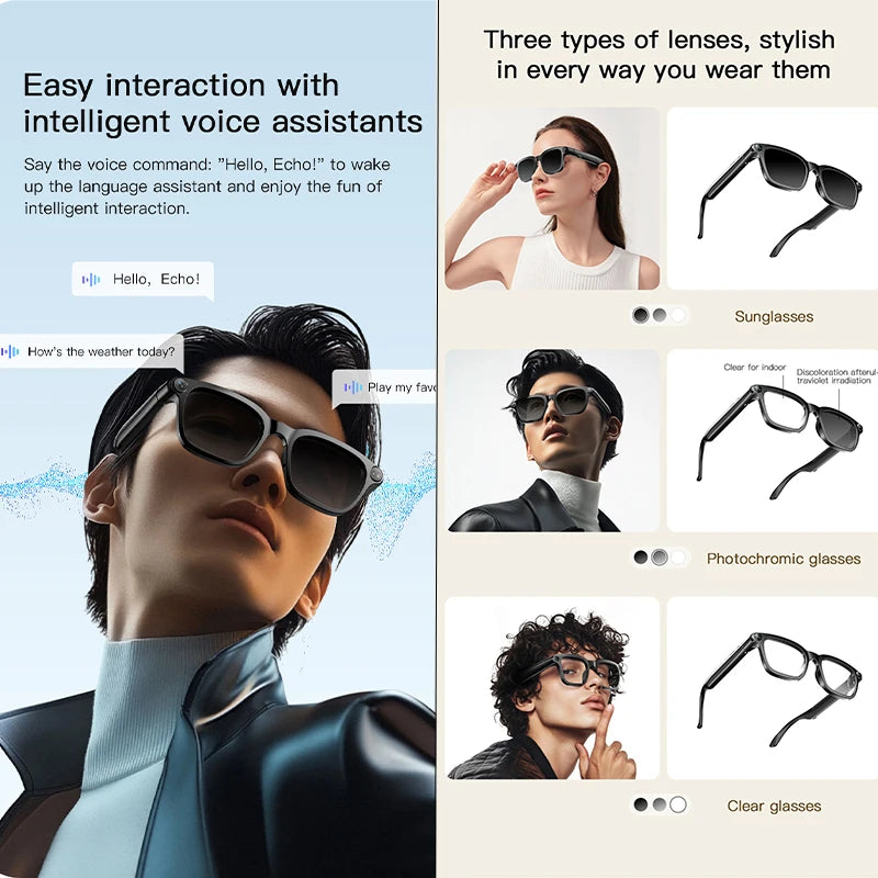 2026 Smart Glasses 800W HD Camera Video Recording Photo HD Audio AI Translation 300mAh Touch Control AI Assistant Smart Glasses