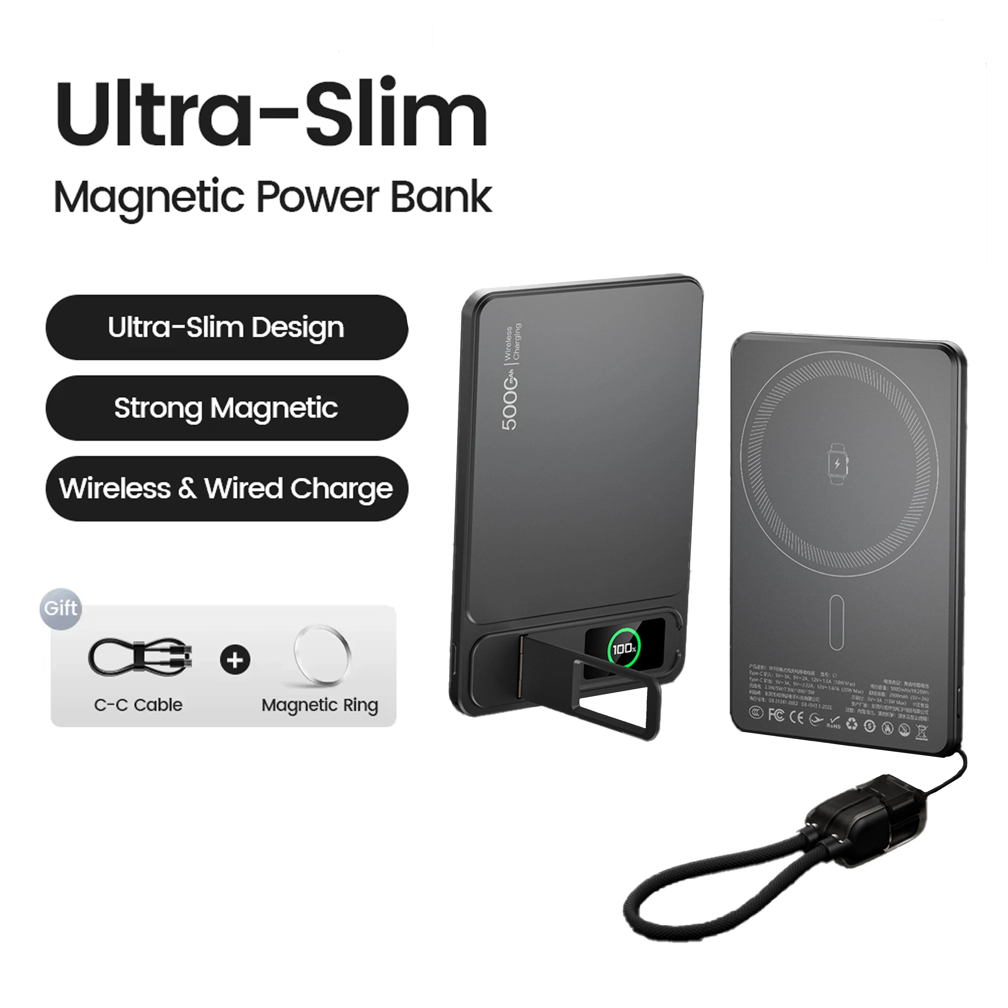 10000mAh Magnetic Power Bank for Magsafe,20W Slim Portable Wireless Charging External Battery for iPhone 17 16 15 14 13 Pro Max
