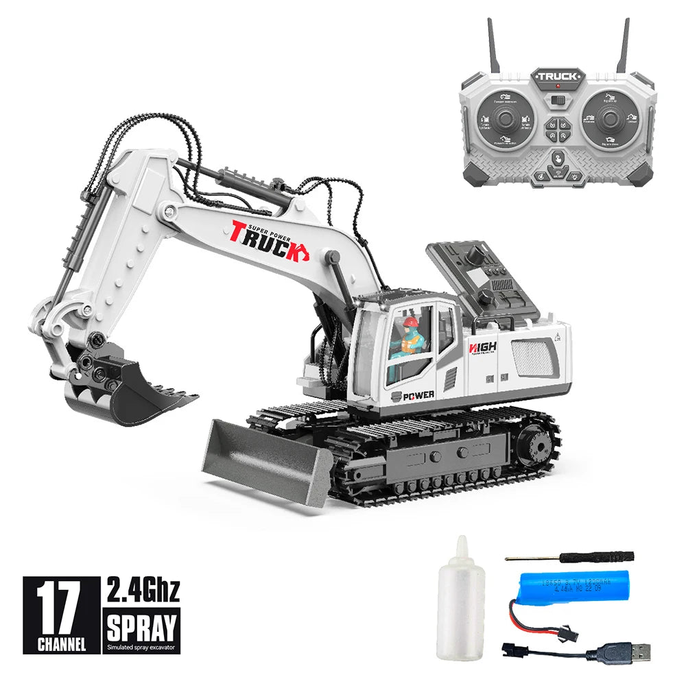 RC Excavator 17CH Remote Control Truck 2.4G RC Crawler Engineering Vehicle Excavator Truck Radio Control Construction Car Gifts