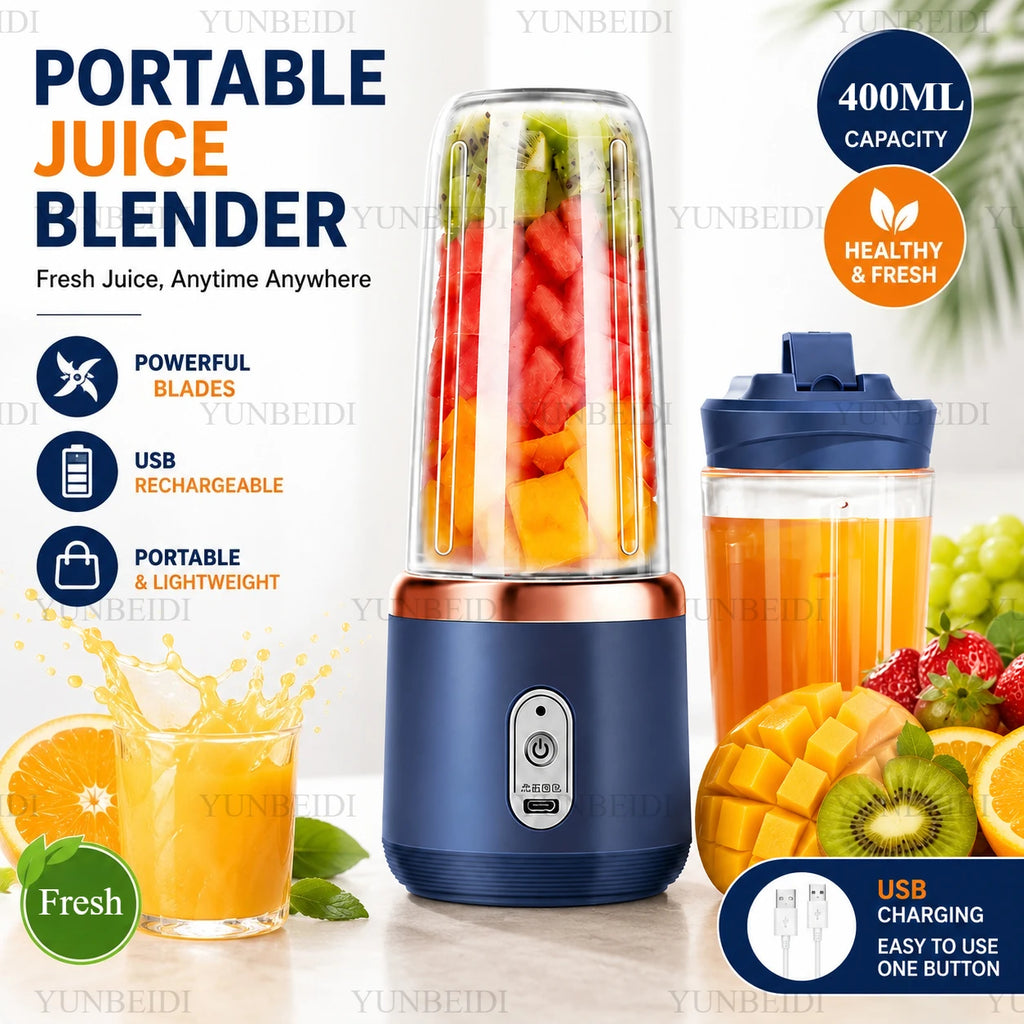 Electric Juicer Small Fruit Juicing Cup USB Charging Portable Outdoor Travel Electric Juicer 400ml Home Kitchen Milkshake Mixer