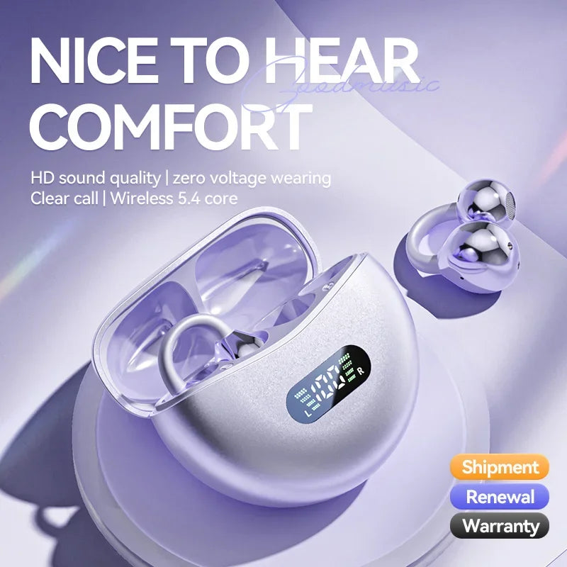 2026 Ear Clip Wireless Bluetooth Earphones High Frequency Long Endurance Low Latency Noise Reduction Gaming Sports Headphones