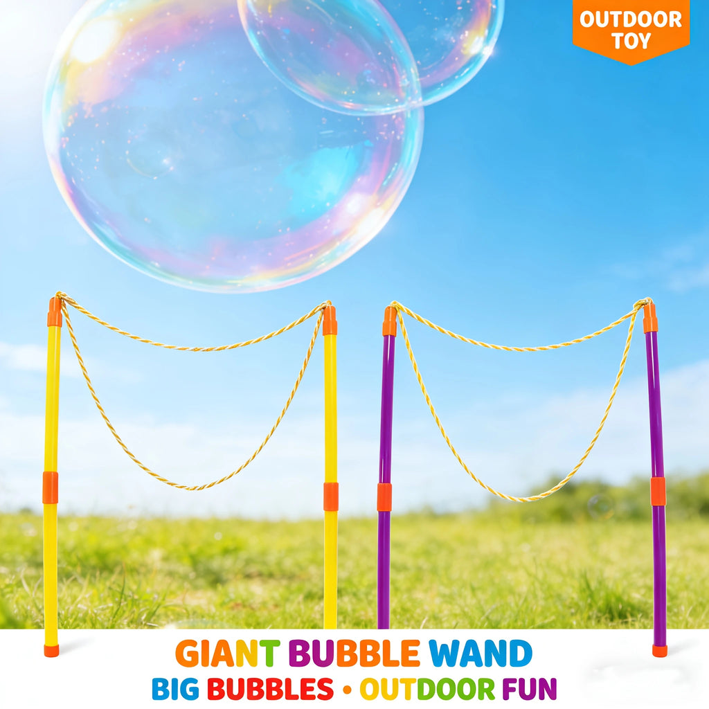Giant Bubble Wand Kit Kids Outdoor Bubble Maker Toy Large Bubble Blower Set for Garden Beach Party Fun