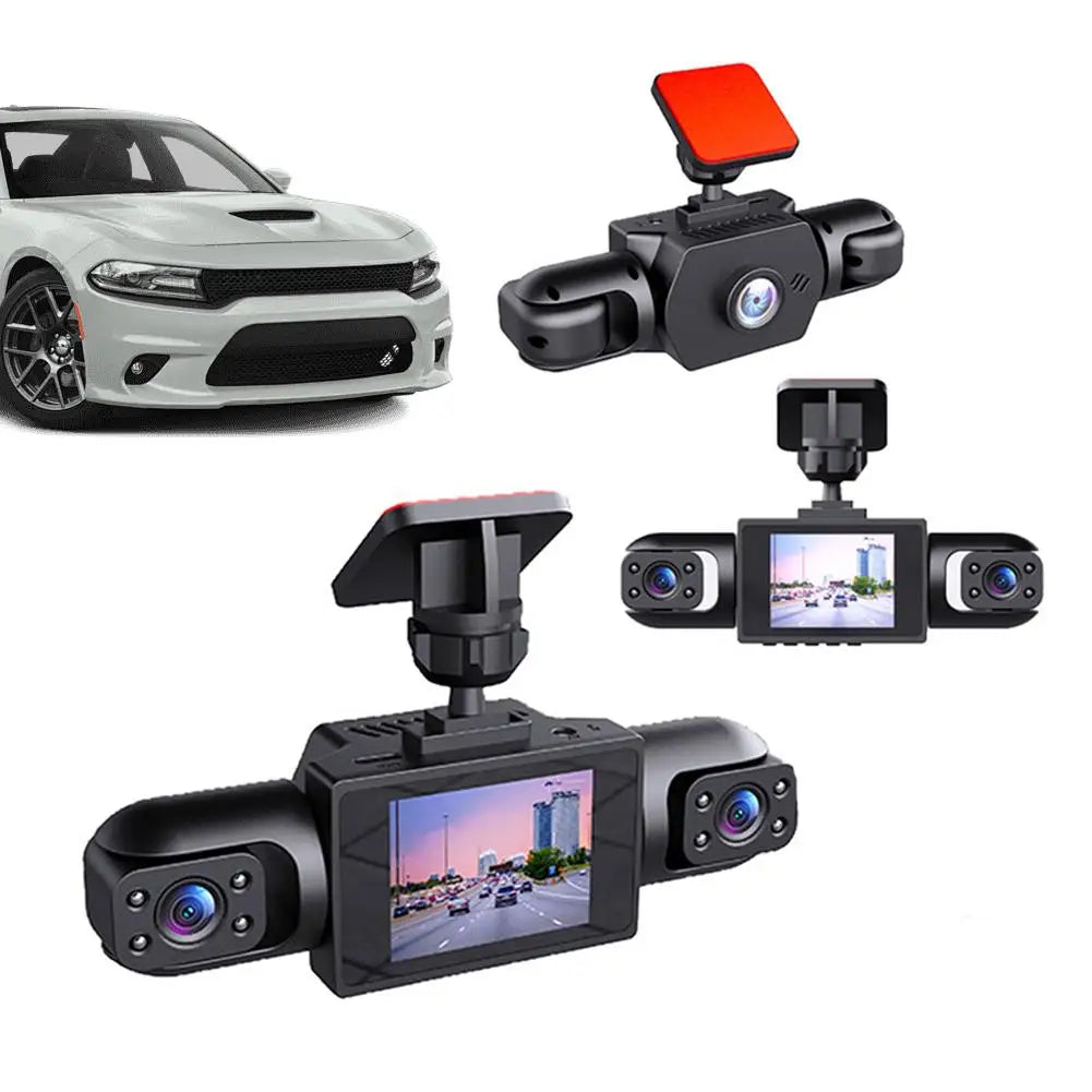 4-Lens 360° Panoramic Dash Cam, Full HD 1080P Car Driving Recorder with Front Rear Left Right Wide-angle Cameras Loop Recording