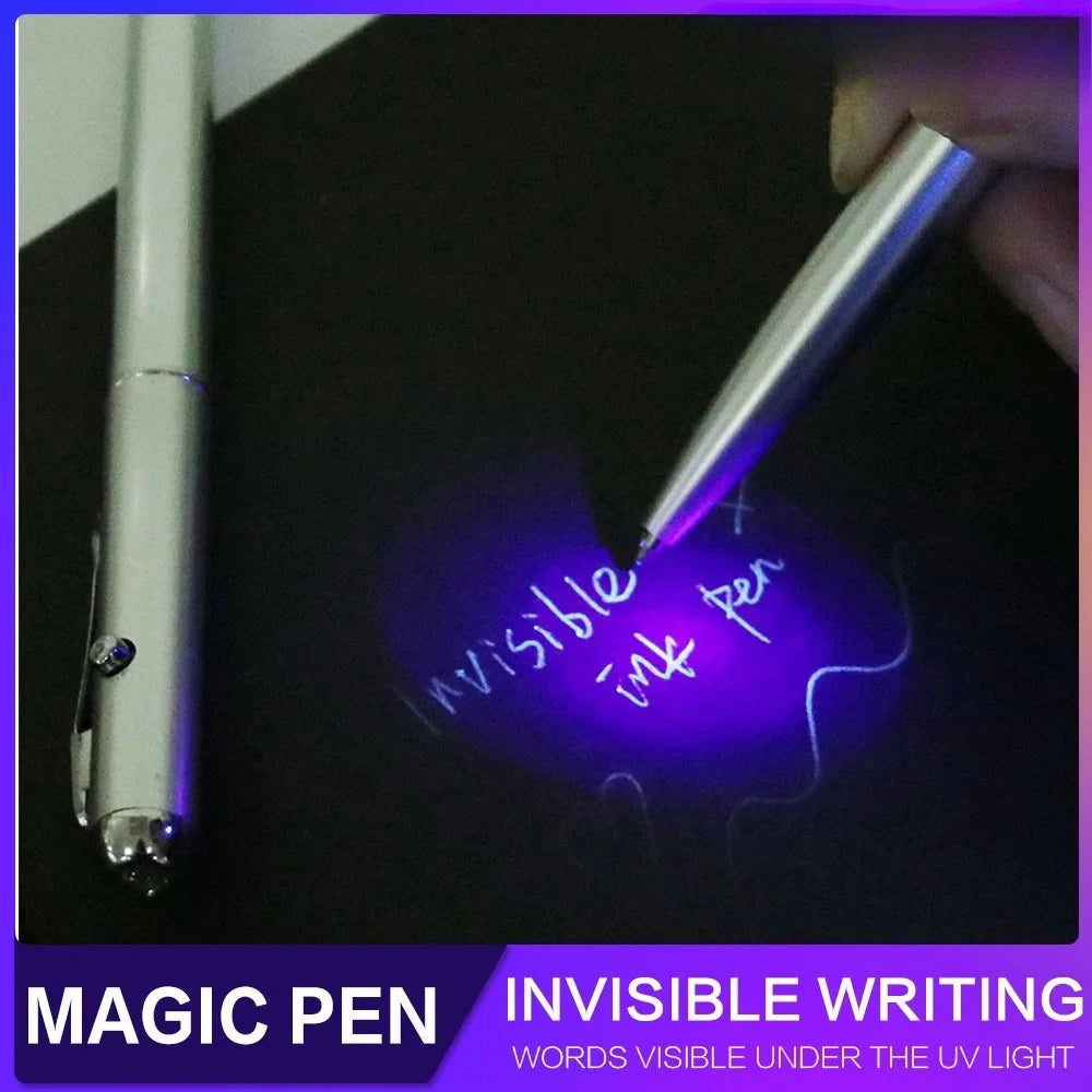 Invisible Ink Pen with UV Light Magic Secret Ballpoint Pen Hidden Handwriting Novelty for Office School Supplies