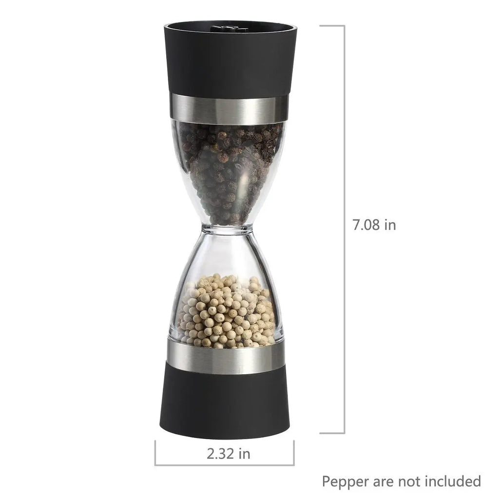 2 in 1 Hourglass Shape Manual Salt Pepper Mill Spice Grinder Pepper Shaker  Salt and Pepper Grinder Kitchen Gadgets Cooking Tool