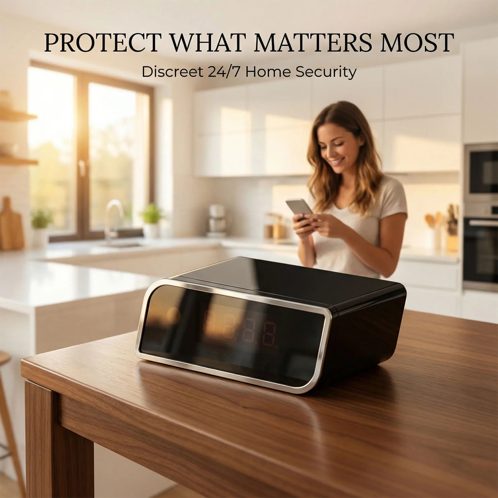 WiFi Camera Clock Wireless Camera FHD WiFi Camera Clock Indoor Wireless Security Camera with LED Time Display Motion Detection