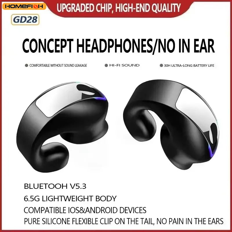BT  Earphone Clip On Monaural Inear Motion Stereo Bone Conduction Gd28 Business Wireless Earphone Mini Monaural Tws