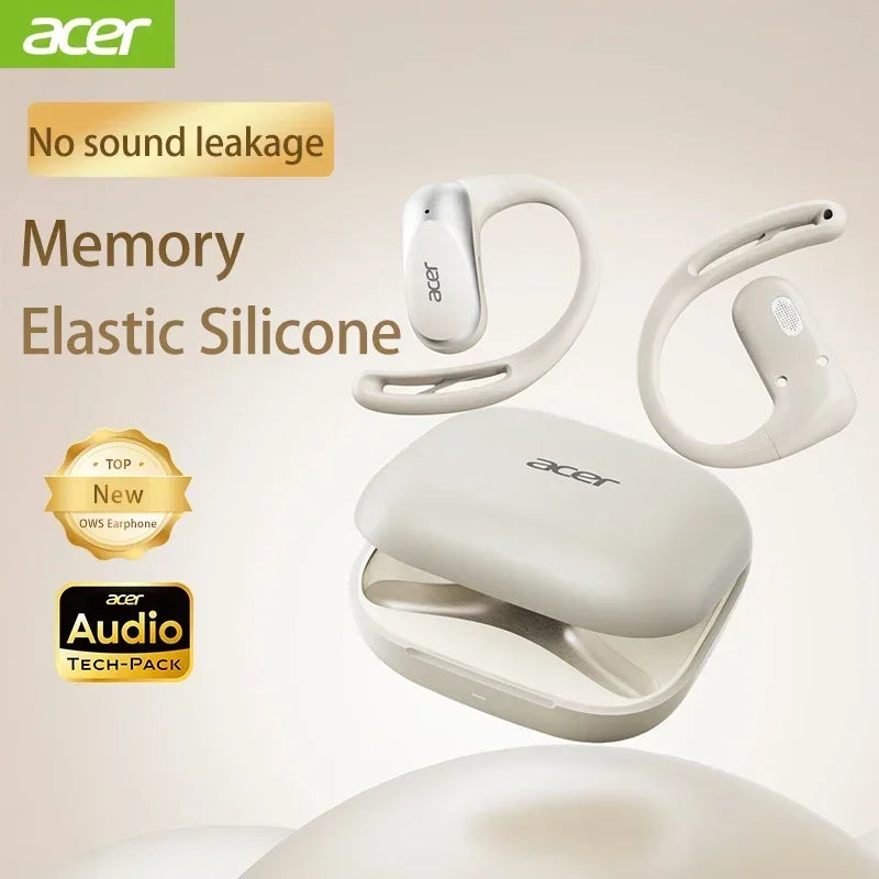 Acer OHR517 OWS Open-Ear Earphones Ear Hooks Wireless Bluetooth 5.4 Headphones Hi-Res Earphones Bass Boost Sport Earbuds 48Hrs