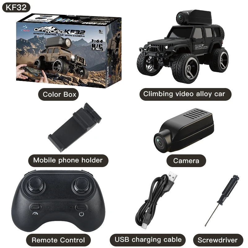 New KF32 Mini RC Car 1:64 2.4G Remote Contorl with 720P FPV Camera WiFi APP Control High Speed Racing Vehicle Toy Gift for K